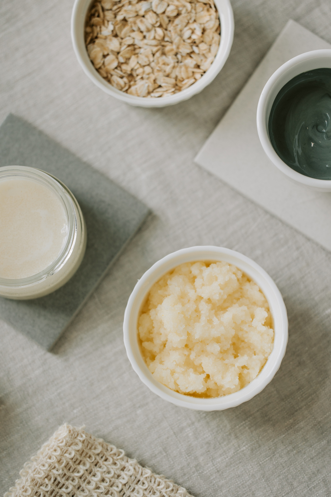 Organic Ingredients for Homemade Mask and Scrub Flatlay